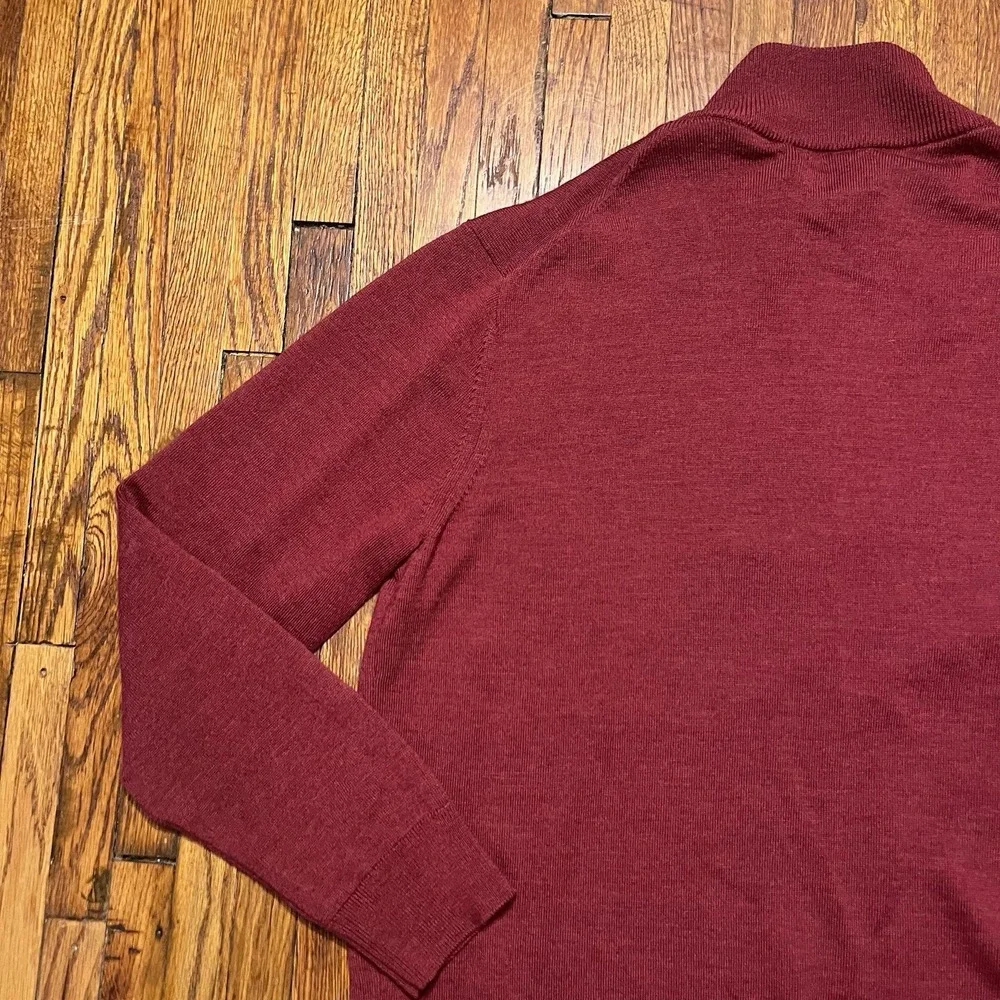 UnTuckIt Quarter Zip Men's Sweater Size Large 100% Merino Wool Sweater Maroon